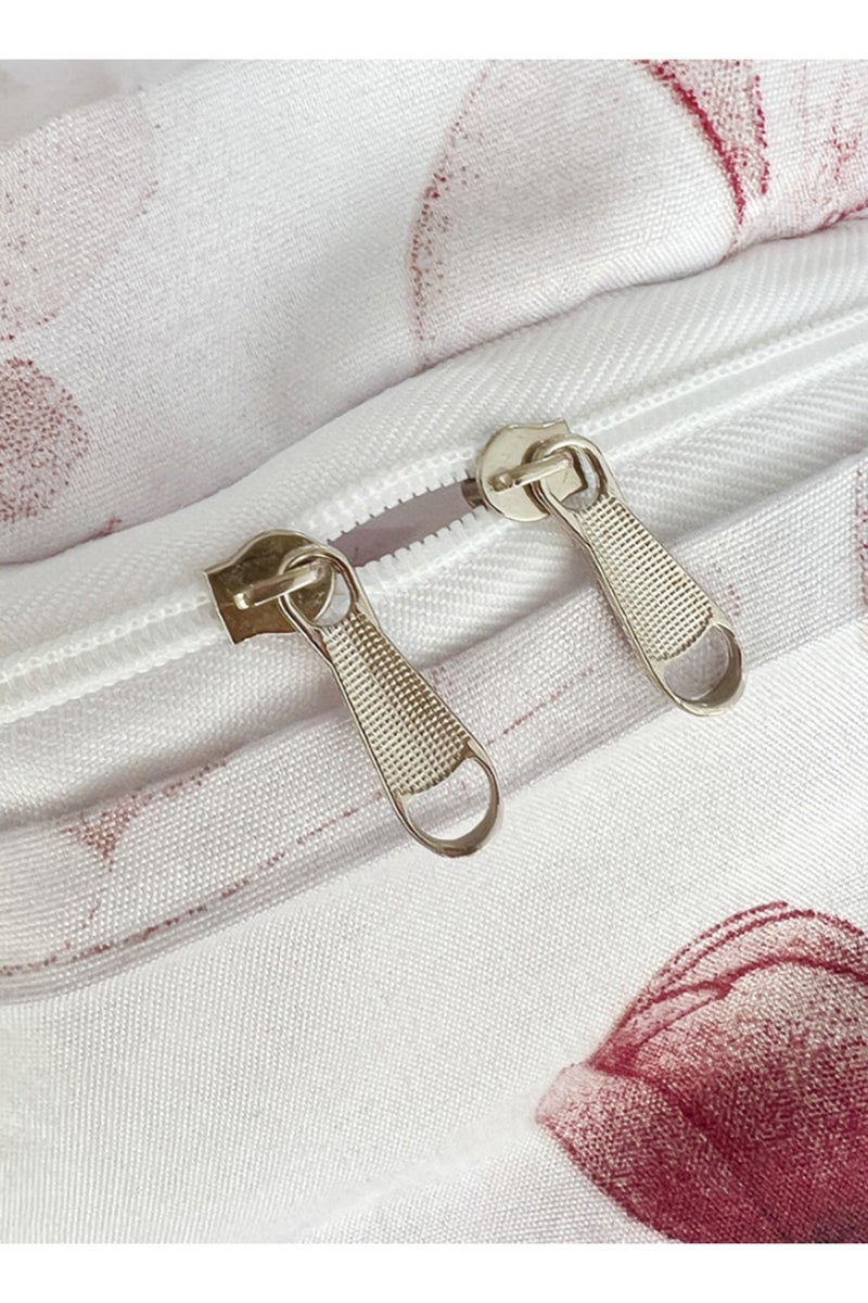 LUNA Home Queen size 6pcs Includes: 1 Duvet cover - (200*230cm); 1 Flat sheet - (230*250cm); 4 Pillow covers - (50*75cm). duvet cover set featuring a Sakura Dusty Pink print on a white background. - Image 4