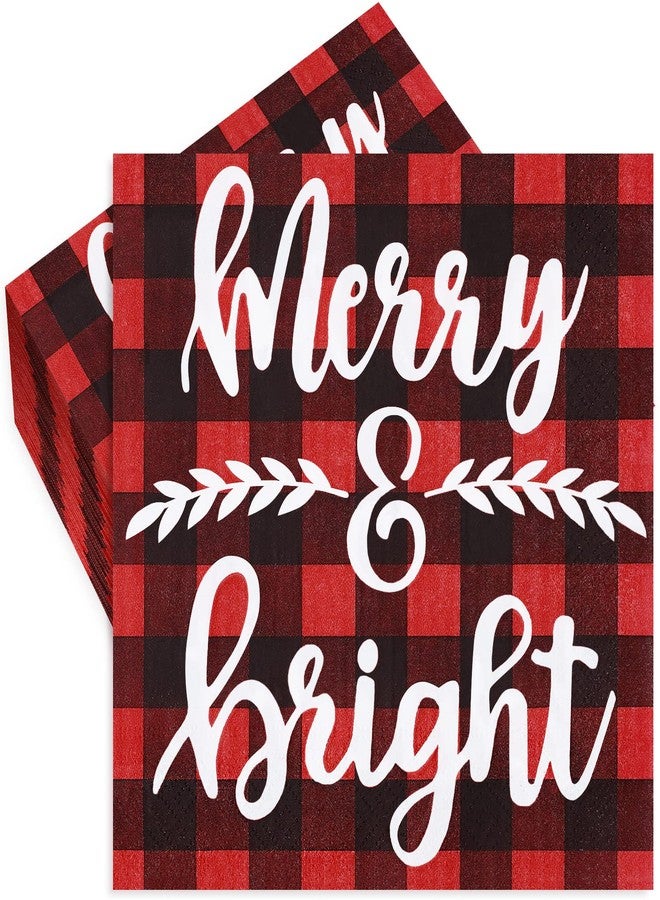 Whaline 80 Pack Christmas Napkins 6.5 x 6.5 Inch Classic Buffalo Plaid Disposable Napkins Red Black Merry Christmas Dinner Napkins Holiday Paper Napkins for Xmas Winter Birthday Party Decoration - Image 1
