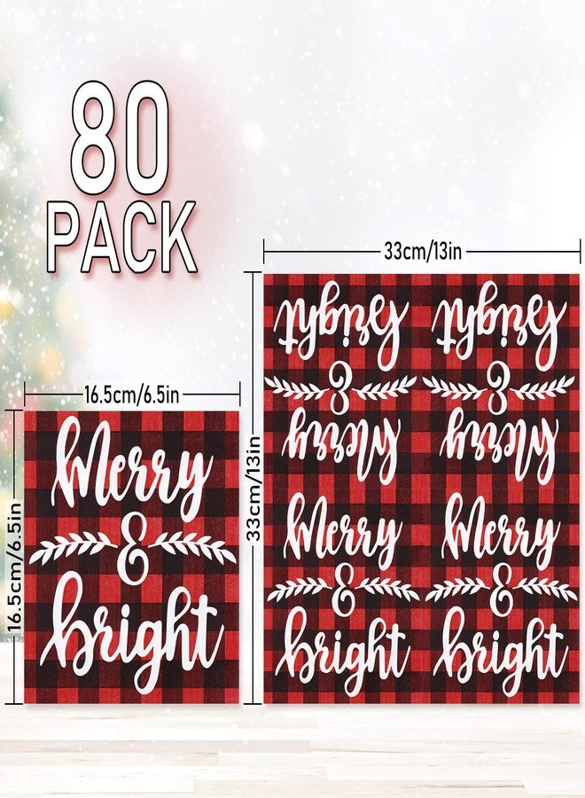 Whaline 80 Pack Christmas Napkins 6.5 x 6.5 Inch Classic Buffalo Plaid Disposable Napkins Red Black Merry Christmas Dinner Napkins Holiday Paper Napkins for Xmas Winter Birthday Party Decoration - Image 2