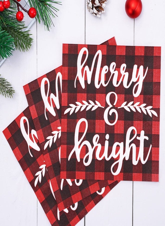 Whaline 80 Pack Christmas Napkins 6.5 x 6.5 Inch Classic Buffalo Plaid Disposable Napkins Red Black Merry Christmas Dinner Napkins Holiday Paper Napkins for Xmas Winter Birthday Party Decoration - Image 3