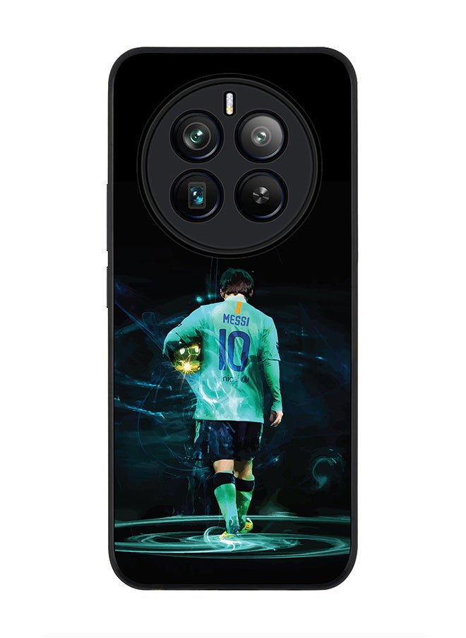 Stylizedd جراب بحافة سوداء متينة لهاتف Realme 12 Pro / Realme 12 Pro Plus 5G، جراب رفيع وناعم من مادة TPU المرنة - Golden Messi  - Image 1