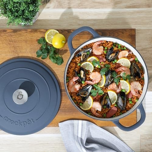 Crock-Pot Artisan 7-Quart Round European Enameled Cast Iron Dutch Oven – Matte Navy Blue, Durable Oven Safe Cookware - Image 3