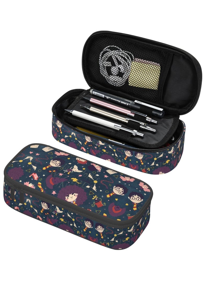 Multifunction Pencil Case-Large Capacity Harry Potter Pencil Bag 2 Compartments Storage Pouch with Zipper School Office Supplies - Image 4