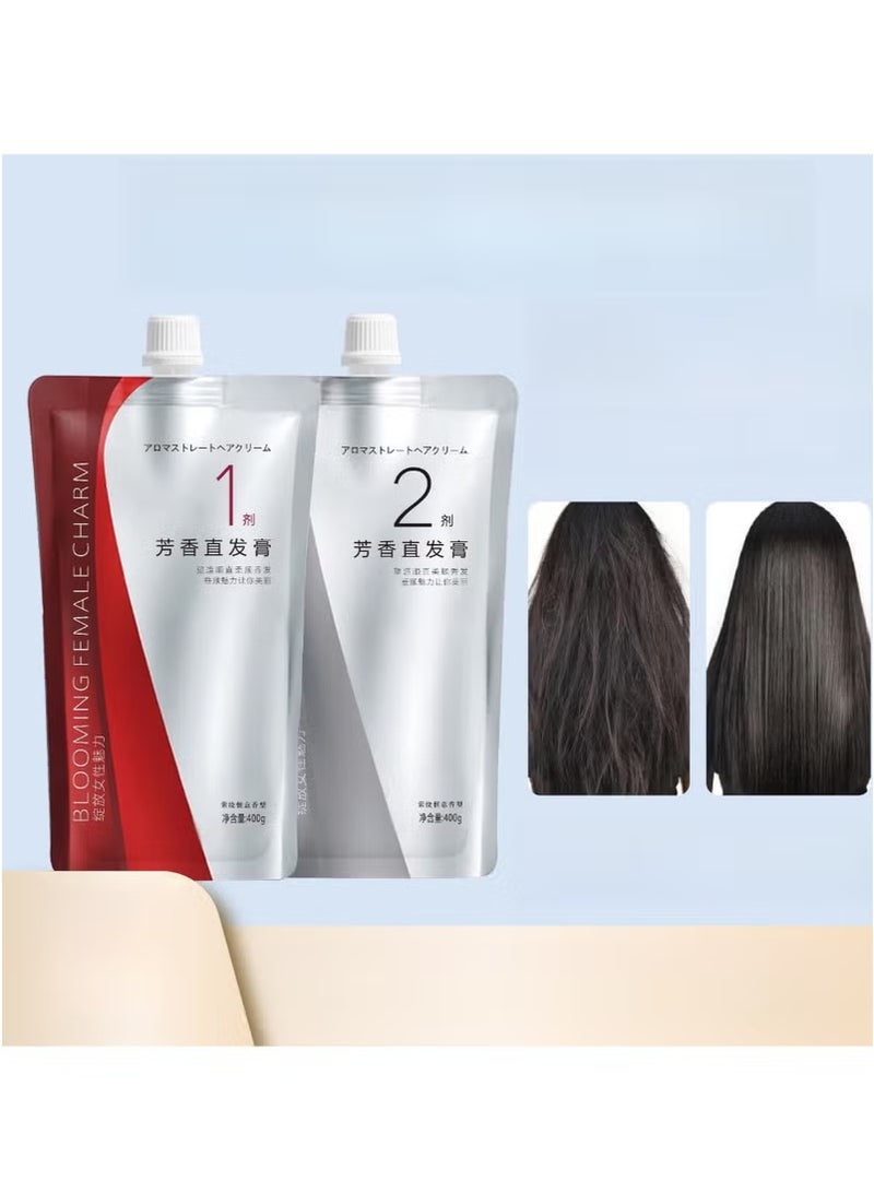 1 SET Hair Straightening Cream, Brazilian Keratin Straightening, Extra Resistant Hair Straightening Cream For Curly Hair, Permanent Hair Straightener Cream (1 SET) - Image 2