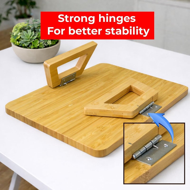 UKR Foldable Sofa Armrest Tray Table Bamboo Couch Arm Table with Secure Spiral Grip Space-Saving Sofa Side Table Alternative for Drinks, Snacks & Remotes Fits Arms Up to 14" Wide (33 x 24 cm) (Oak) - Image 5