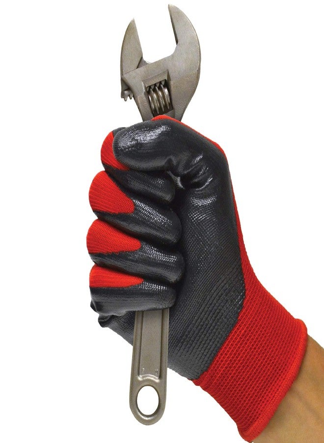 grease monkey General Purpose Nitrile Coated 10 Pairs,Red - Image 3