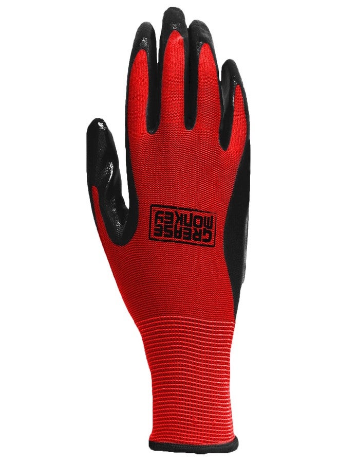grease monkey General Purpose Nitrile Coated 10 Pairs,Red - Image 1