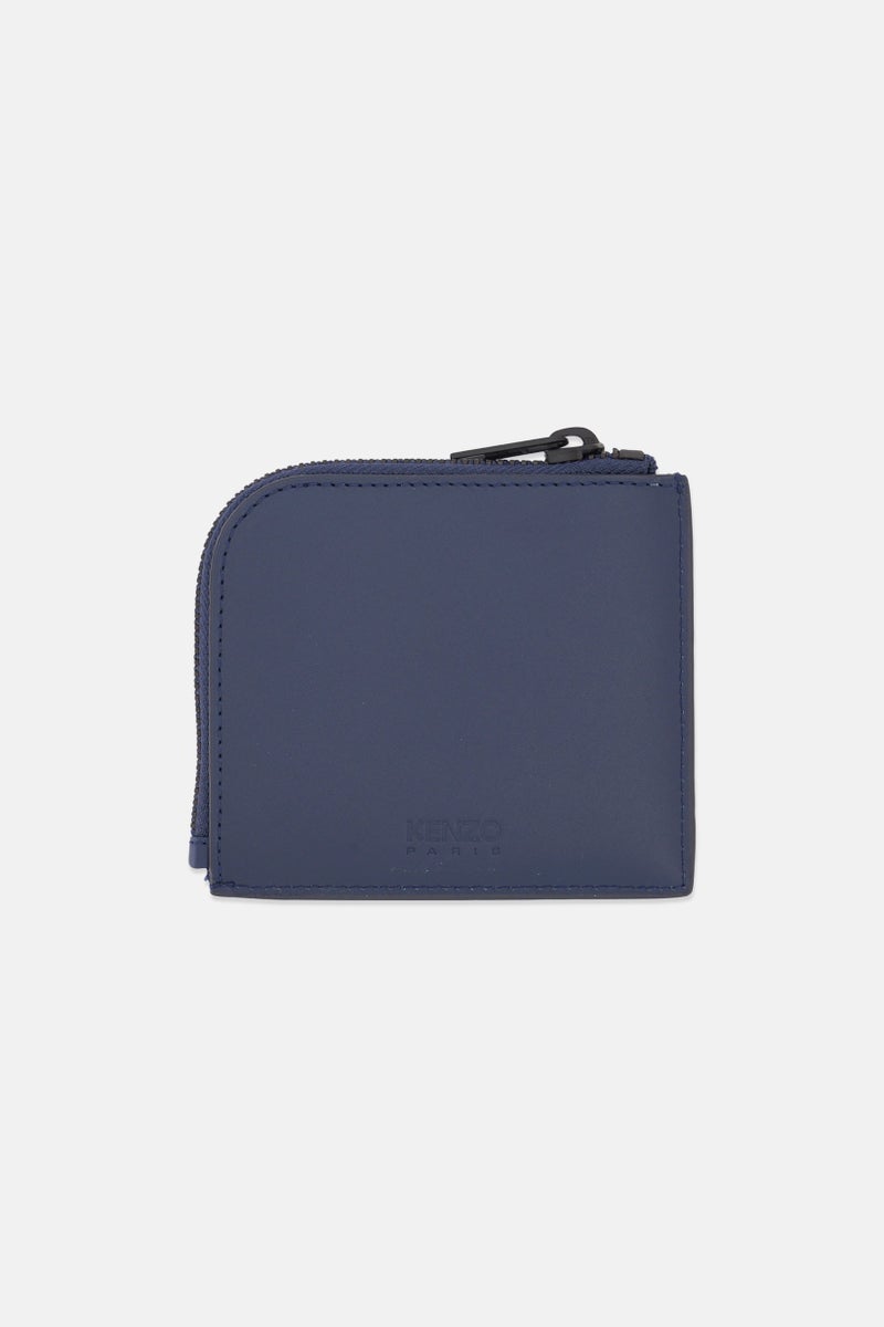 Kenzo Men Leather Brand Logo Mini Zipper Wallet, Navy  - Image 2