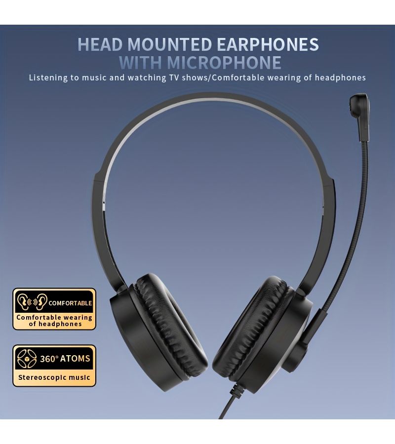 K3 Type C Over Ear Wired Headset For Business Online Classes Learning Live Streaming High Definition Call USB - Image 3