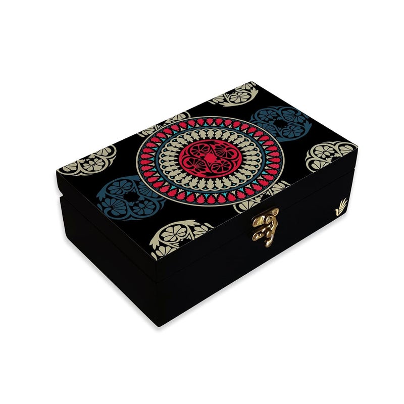 BRAHMA DESIGN BRAHMA DESIGN Engineered Wood Decorative Gift Box For Presents In Black Mandala Design Size 8 X 5 X 275 Jewellery Box Tarot Box KnickKnacks Storage Trunk Organiser Gift Box For Packing - Image 1