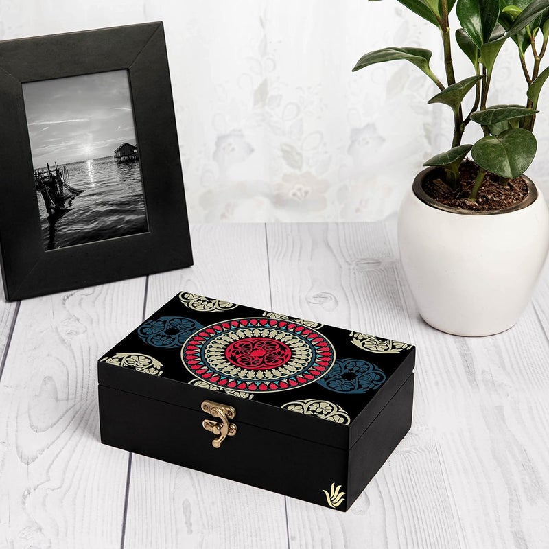 BRAHMA DESIGN BRAHMA DESIGN Engineered Wood Decorative Gift Box For Presents In Black Mandala Design Size 8 X 5 X 275 Jewellery Box Tarot Box KnickKnacks Storage Trunk Organiser Gift Box For Packing - Image 5