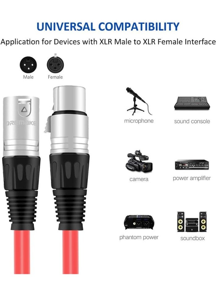 DREMAKE 40FT XLR to Speaker Cable Snake Cord - 3Pin Male to Female Balanced Cable for Microphone, Live Sound, Performance, Stage, DJ, Pro - Red - Image 3