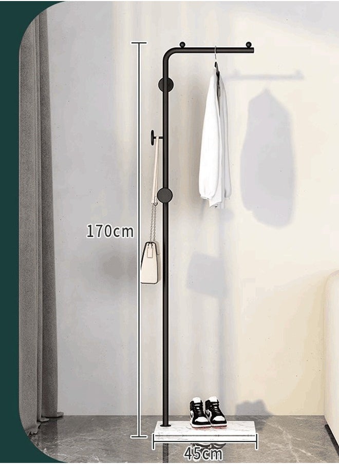 Y&D Space-Saving Metal Coat Rack Freestanding, Coat Hanger Stand With 3 Hooks,Clothing Rack with Natural Marble Base, Modern Coat Stand for Entryway, Living Room,Bedroom, Office (Black)  - Image 4