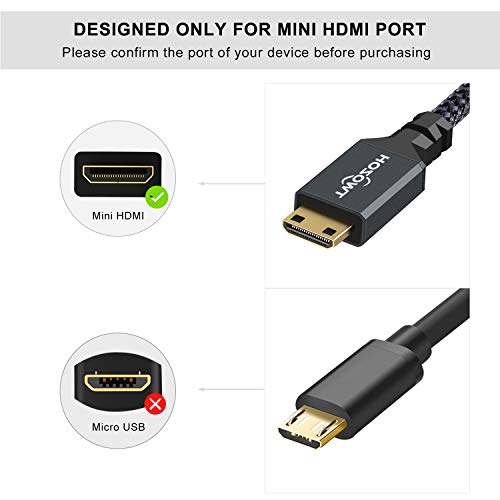 Twozoh محول توزو ميني HDMI إلى HDMI، محول كابل ميني HDMI ذكر إلى HDMI أنثى يدعم 1080P Full HD، 4K، 3D، لكاميرات DSLR، كاميرا، كامكورد، بطاقة رسومات، لابتوب، جهاز لوحي، HDTV، بروجيكتور (0.6 قدم) - Image 5