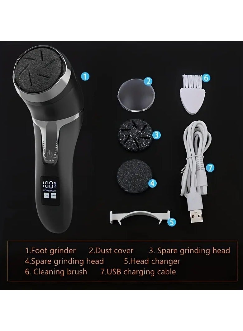 ORiTi Electric Feet Callus Remover,Rechargeable Foot File Hard Skin Remover, Waterproof Foot Grinder for Cracked Heels Calluses Dead Skin with 3 Grinding Heads 2 Speed 1 Brush, Battery Display - Image 2