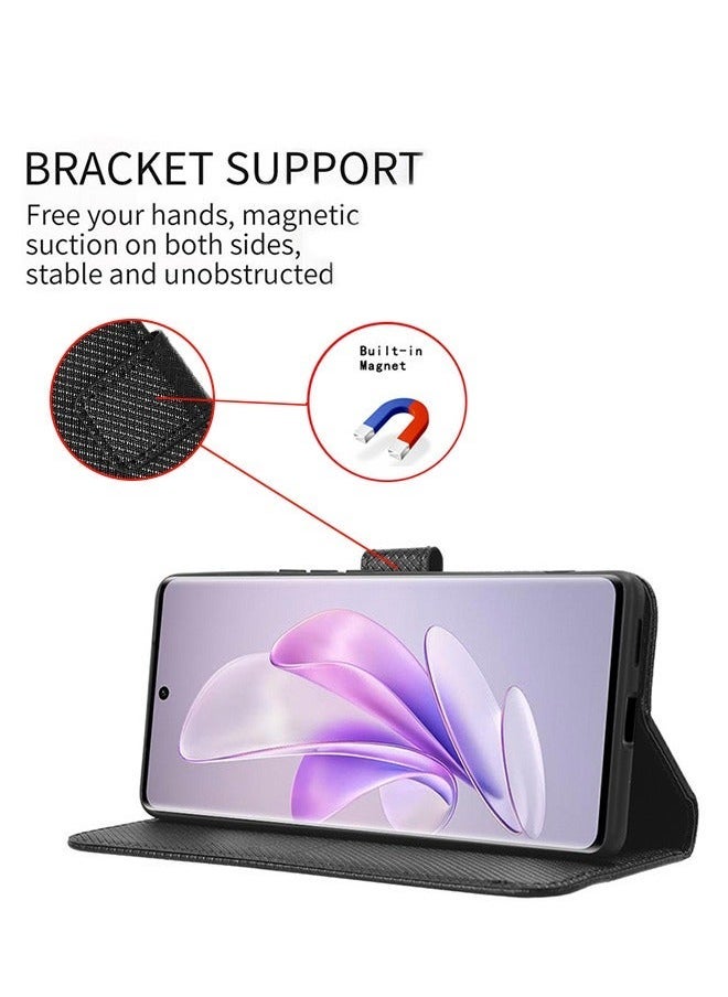 X-level Vivo V29 5G/S17/S17 Pro Phone Case Cover with Card Slots Holder Stand Quality Leather Flip Folio Wallet Shockproof Protective Back Cover with Release Hand Phone Holder Daily Video Kickstand  - Image 3