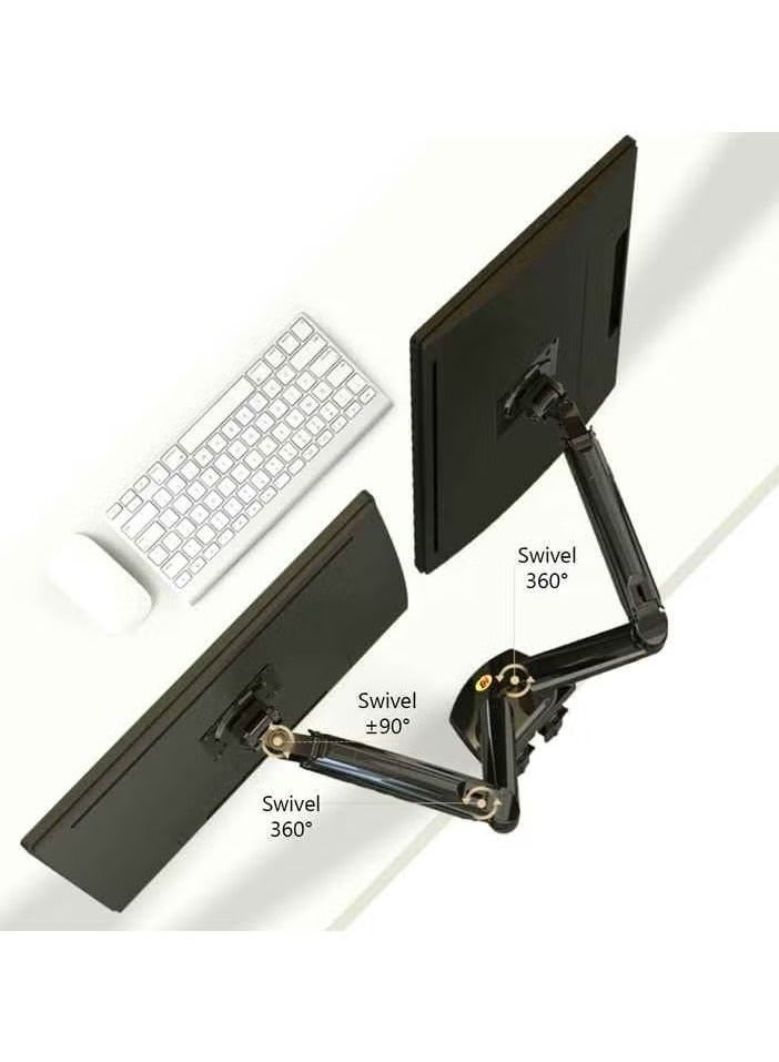 NB Gas Spring Dual Arm for 17"-27" Monitor Holder + 10"-17" Laptop Support Air Press Mount Stand - Adjustable Desk Mount with Full Motion Tilt, Swivel, Rotation & Height Adjustment - Ergonomic Workspace Solution, VESA Compatible - Image 4