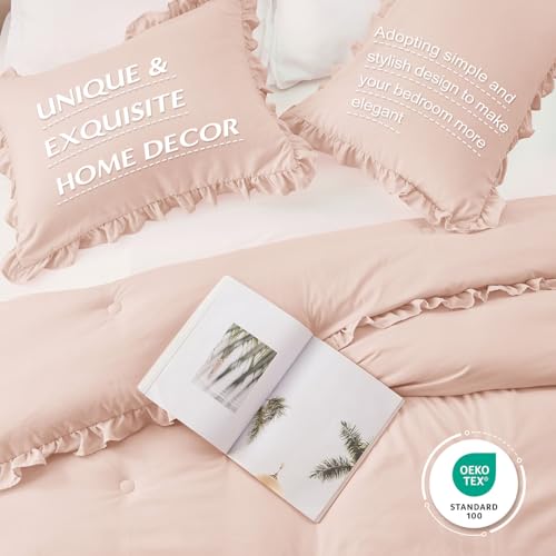 HARBOREST King Comforter Set Blusher - Shabby Chic Ruffle Comforter for King Size Bed - 3 Piece Set includes 1 Comforter & 2 Pillow Shams - Image 4