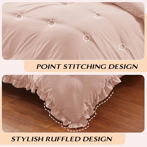 HARBOREST King Comforter Set Blusher - Shabby Chic Ruffle Comforter for King Size Bed - 3 Piece Set includes 1 Comforter & 2 Pillow Shams - Image 5