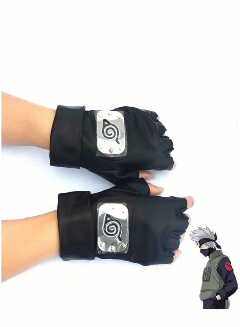 Naruto Kakashi Leaf Leather Gloves - Image 1