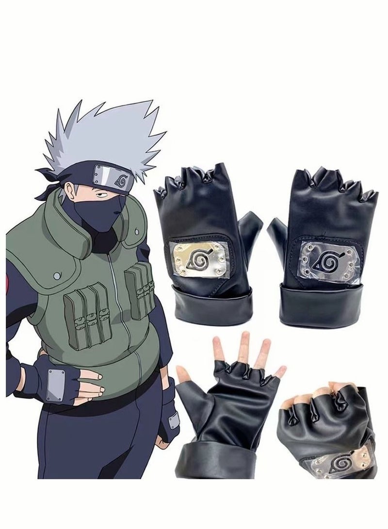 Naruto Kakashi Leaf Leather Gloves - Image 3