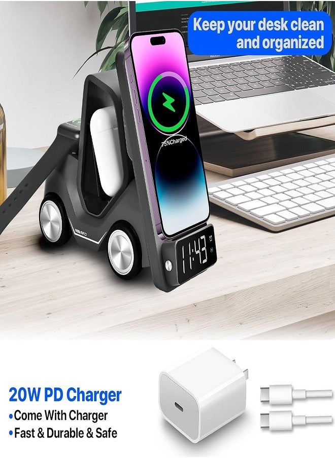 Generic - 5 in 1 Wireless Charging Station 20W Adapter Fast Wireless Charging Apple Devices for iPhone 15/14/13/12 Series for AirPods Pro/3/2,for Apple Watch/iWatch Support Alarm Clock Light - Image 1