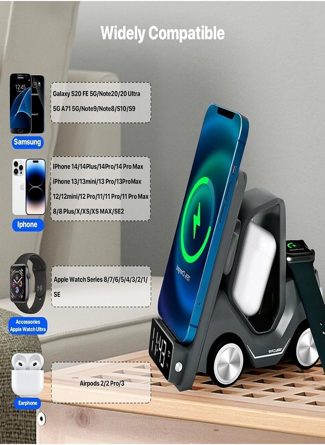 Generic - 5 in 1 Wireless Charging Station 20W Adapter Fast Wireless Charging Apple Devices for iPhone 15/14/13/12 Series for AirPods Pro/3/2,for Apple Watch/iWatch Support Alarm Clock Light - Image 1