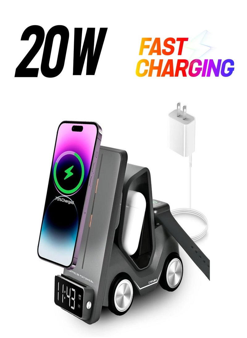 Generic - 5 in 1 Wireless Charging Station 20W Adapter Fast Wireless Charging Apple Devices for iPhone 15/14/13/12 Series for AirPods Pro/3/2,for Apple Watch/iWatch Support Alarm Clock Light - Image 1