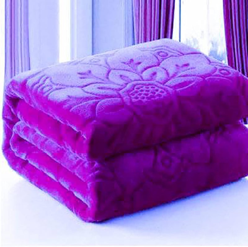 Fancy Walas Presents Floral Embossed Soft For Winter Heavy 500 TC Double Bed Mink BlanketQuilt Rajai Double Purple Lightweight