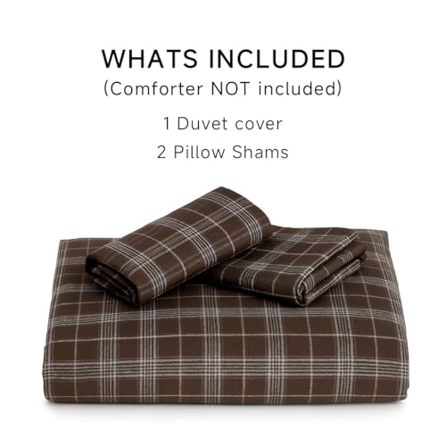 Erwinmu Plaid Duvet Cover Set Queen Size,Brown Blue Gingham Patterned Bedding Set for Girls Boys,Modern Soft Breathable Microfiber Comforter Cover 3 Pieces with Zipper Closure and 2 Pillow Shams - Image 4