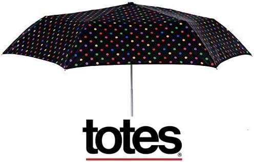 Totes Totes NeverWet technology Auto Open Auto Close Colorful dots on Black 43 arc Umbrella Medium - Image 3