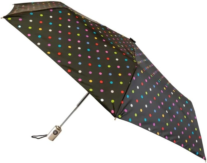 Totes Totes NeverWet technology Auto Open Auto Close Colorful dots on Black 43 arc Umbrella Medium - Image 2