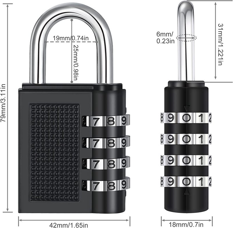 PUTHAK Stainless Steel Unequetrend Combination Resettable Padlock - 4 Digit Combination Lock For Gym, Sports, School, Employee Locker, Outdoor, Fence, Hasp And Storage (2P, Black-Silver) - Image 4