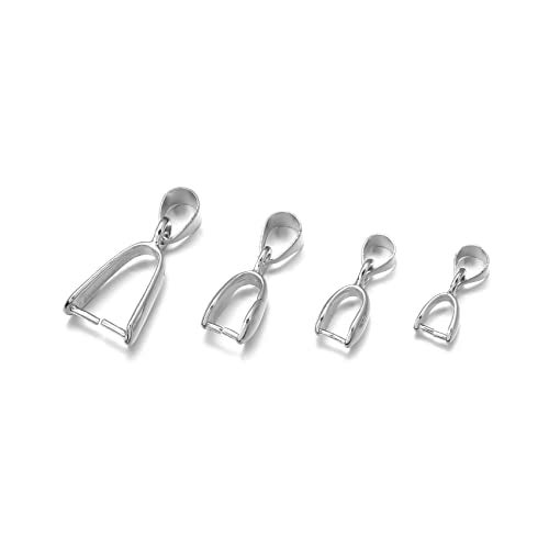 Linsoir Beads Metal Pinch Clip Bail Bead Pendant Connector Jewelry Findings Rhodium Plated 7X20mm Pack of 50 - Image 1