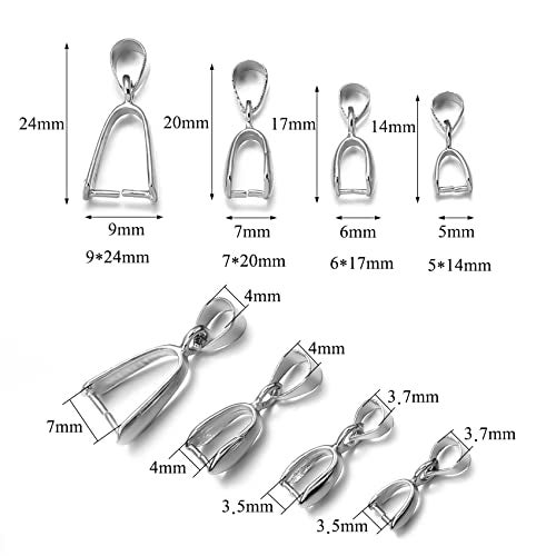 Linsoir Beads Metal Pinch Clip Bail Bead Pendant Connector Jewelry Findings Rhodium Plated 7X20mm Pack of 50 - Image 2