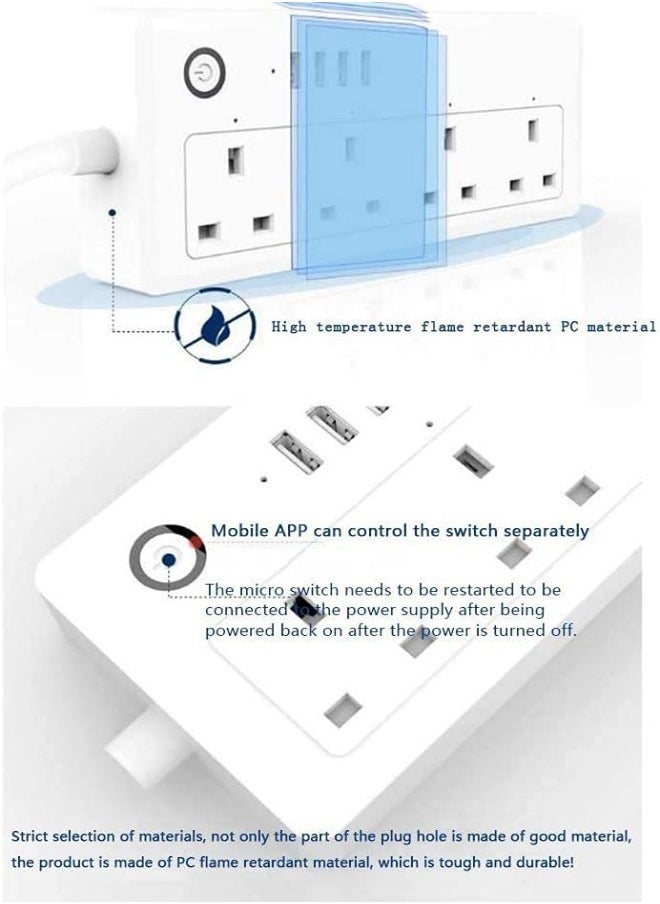 4-Way Smart WiFi Power Strip with USB Charging 4 Outlets Socket Voice Control by Alexa  Google Home Assistant 1.8M Cable - pzsku/Z1BD46DE6E46AF54A873CZ/45/_/1713366485/046a427f-1fc1-4e78-a1b2-f248059f8176