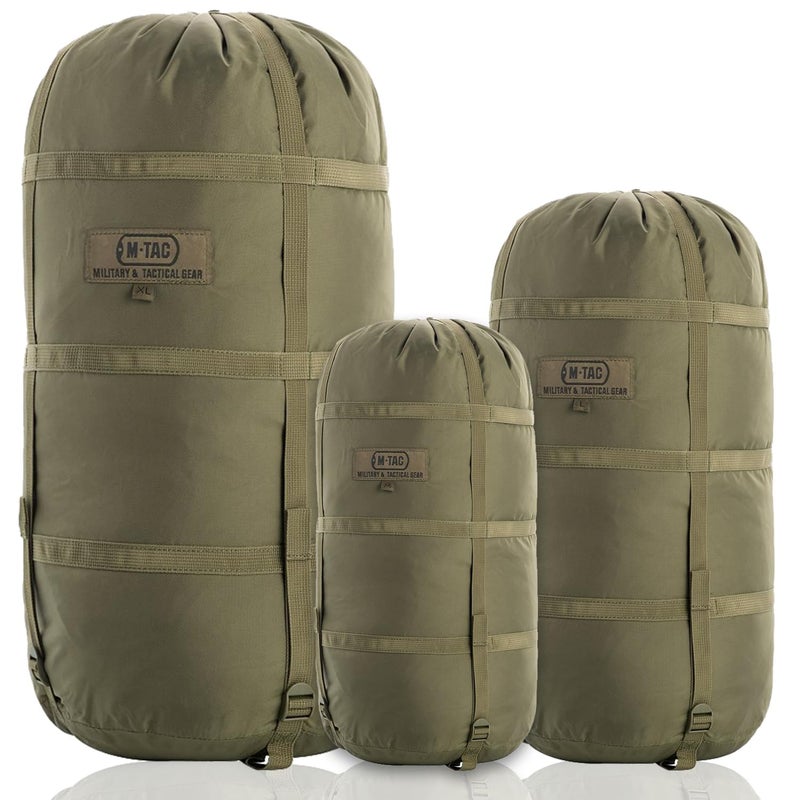 M-Tac Compression Stuff Sack for Sleeping Bag Military Water Resistant Compression Bag Lightweight Nylon Compression Sack for Travel, Camping, Hiking, Outdoor (Olive, L - 24 liters) - Image 1