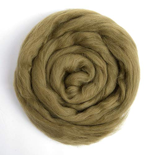 Desert Breeze Distributing 100% Natural Merino Wool Roving - Premium Combed Top Merino Roving Wool - Tapestry, Spinning, Wet Felting & Needle Felting Supplies - 21.5 Micron - 1 oz, Color Olive Green - Image 3