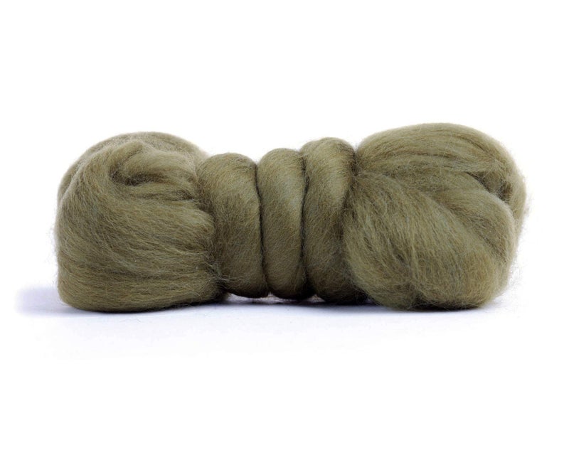 Desert Breeze Distributing 100% Natural Merino Wool Roving - Premium Combed Top Merino Roving Wool - Tapestry, Spinning, Wet Felting & Needle Felting Supplies - 21.5 Micron - 1 oz, Color Olive Green - Image 2