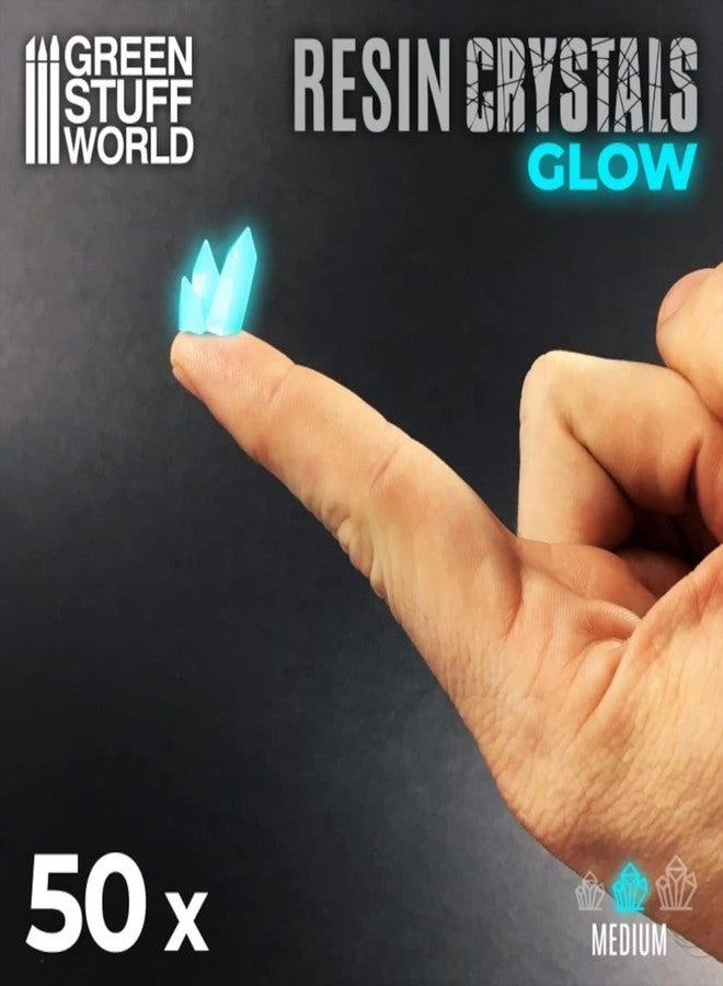 Green Stuff World Greenstuff World GSWD-10393 Glow in The Dark Resin Crystal Aqua Turquoise Blue Medium Size 50 Pieces Diorama Material - Image 2