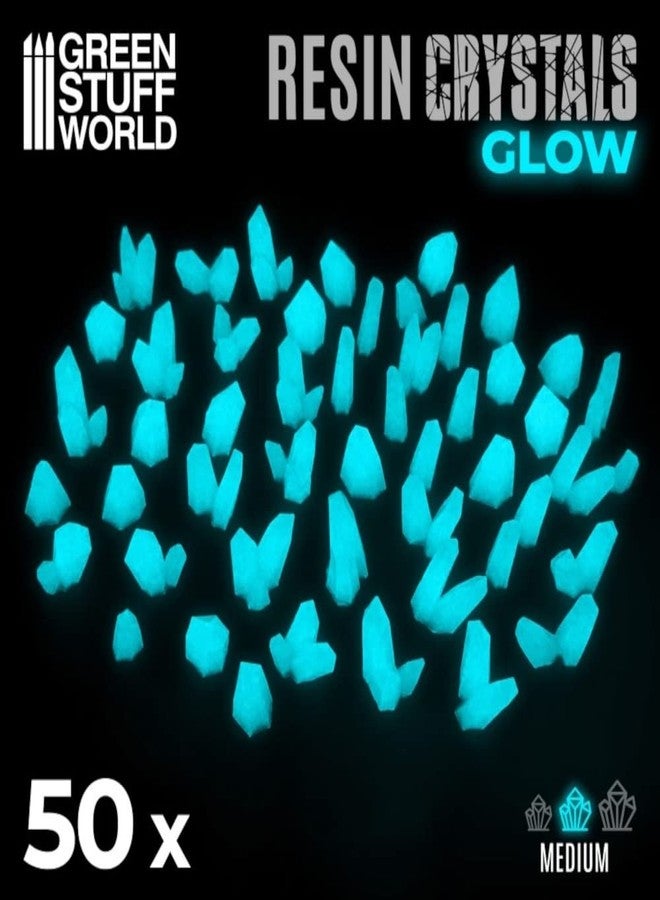 Green Stuff World Greenstuff World GSWD-10393 Glow in The Dark Resin Crystal Aqua Turquoise Blue Medium Size 50 Pieces Diorama Material - Image 3