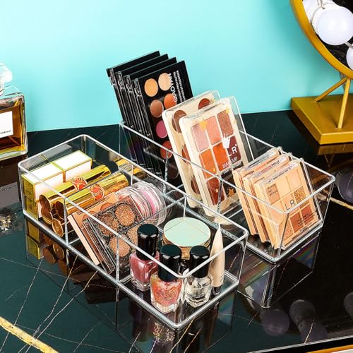 JessLab Acrylic Organizers, Bathroom Organizer for Drawer, Cosmetic Display Cases for Vanity, Countertop, Desk, Kitchen, and Makeup Storage, 3-Section - Image 4