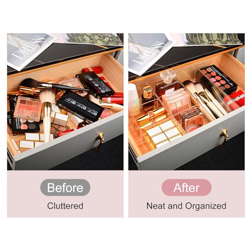 JessLab Acrylic Organizers, Bathroom Organizer for Drawer, Cosmetic Display Cases for Vanity, Countertop, Desk, Kitchen, and Makeup Storage, 3-Section - Image 3