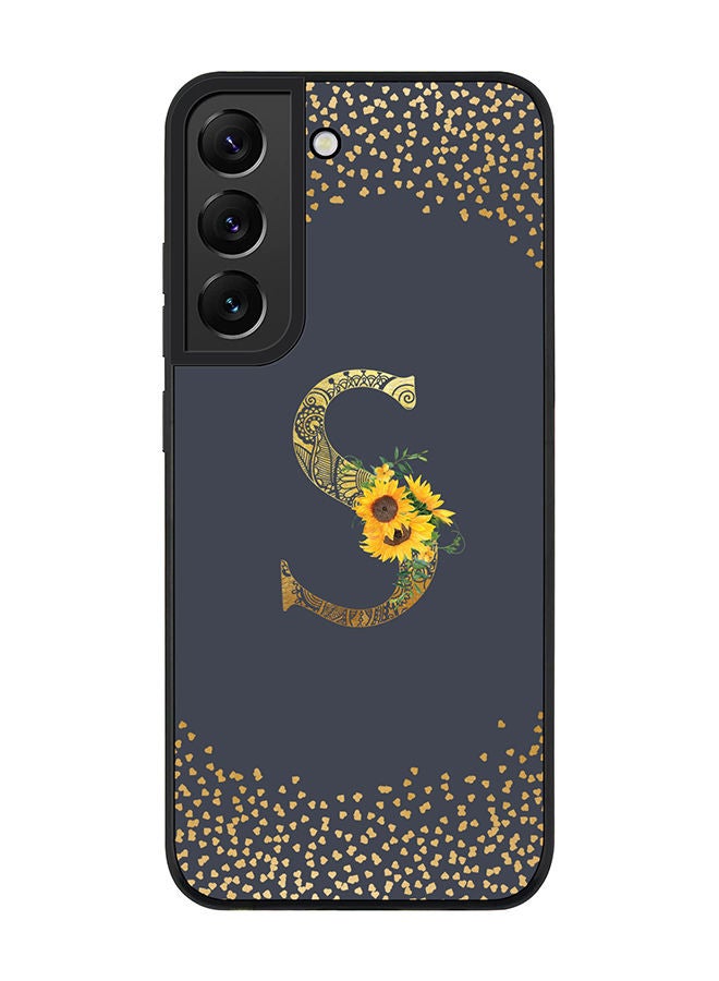 Stylizedd Rugged Black edge case for Samsung Galaxy S21 FE 5G Slim fit Soft Case Flexible Rubber Edges Anti Drop TPU Gel Thin Cover - Custom Monogram Initial Letter Floral Pattern Alphabet - S (Grey ) - Image 1