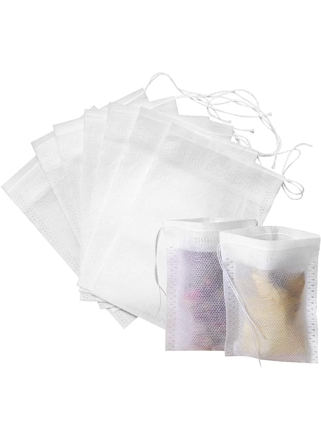 إي سي في في 100 قطعة من أكياس فلتر الشاي برباط للاستعمال مرة واحدة، أكياس من القماش غير المنسوج، أكياس شبكية للغلق، أكياس أكياس القهوة، لأوراق الشاي السائبة، والقهوة، والأعشاب، والتوابل - Image 1