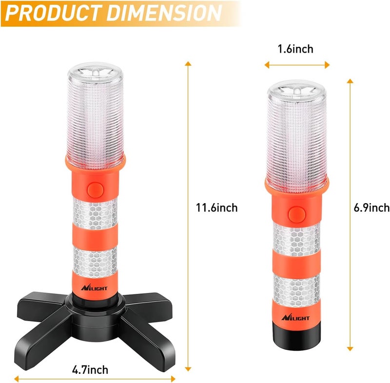 Nilight LED Roadside Emergency Car Kit,Magnetic Base, Detachable Stand, Solid Storage Case, Super bright Safety Strobe Light Road Warning Light-4 pack - Image 4