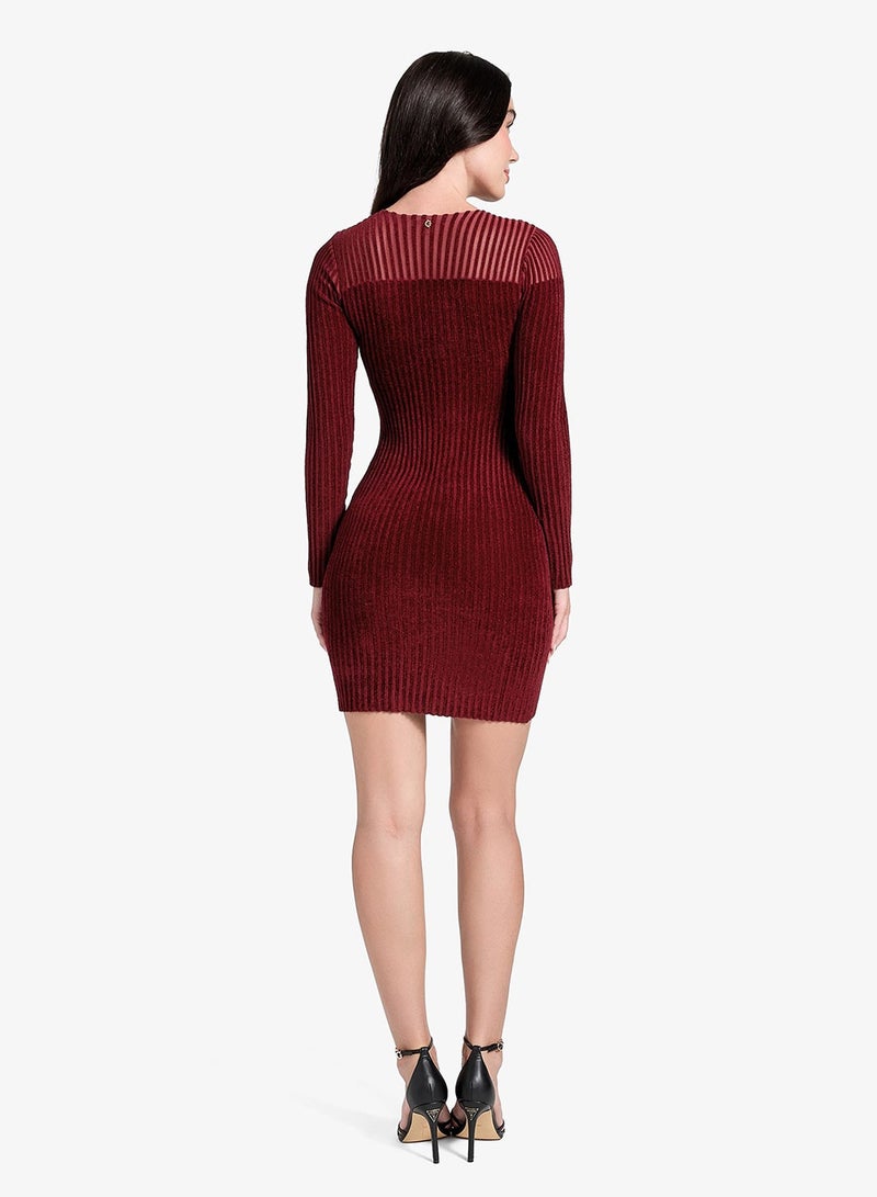 GUESS Long Sleeve Rowena Rib Chenille Mini Dress - Image 3