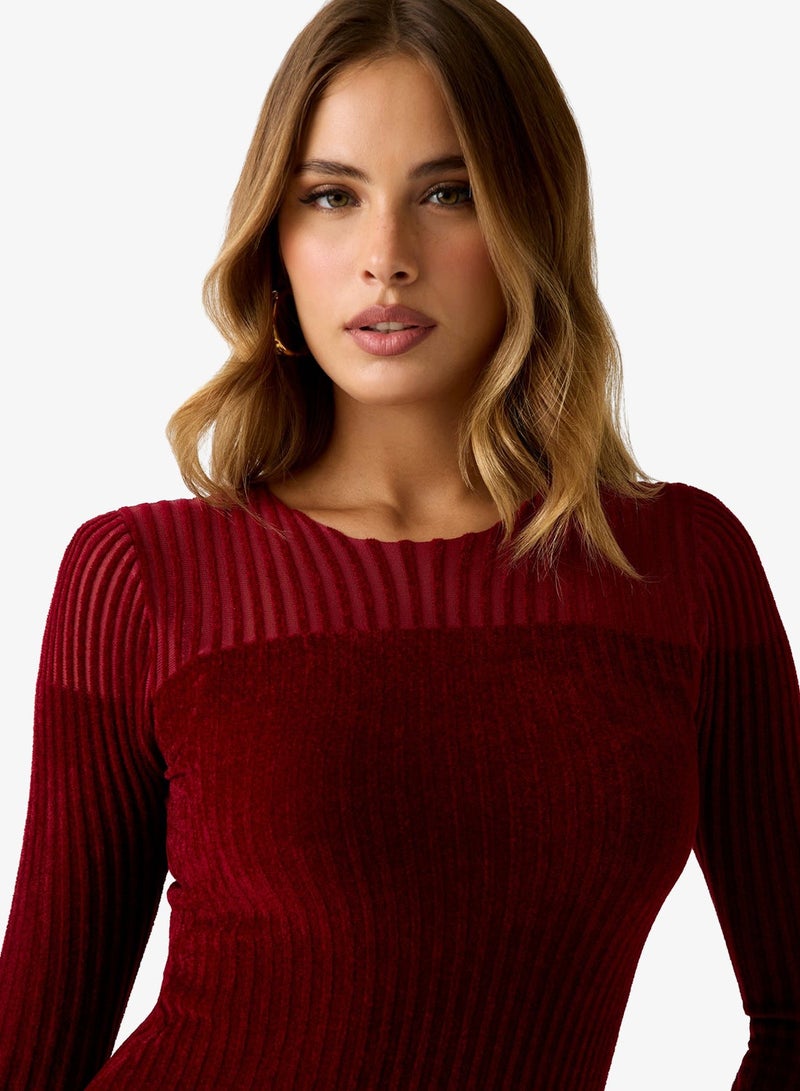 GUESS Long Sleeve Rowena Rib Chenille Mini Dress - Image 4