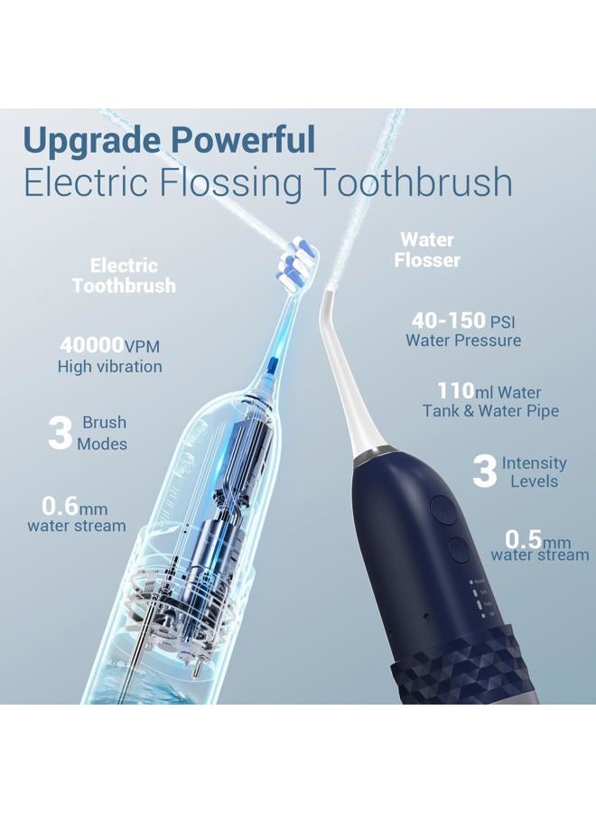 Marchpower Electric Toothbrush with Water Flosser 2.0, Gradient Blue，Portable - Image 4