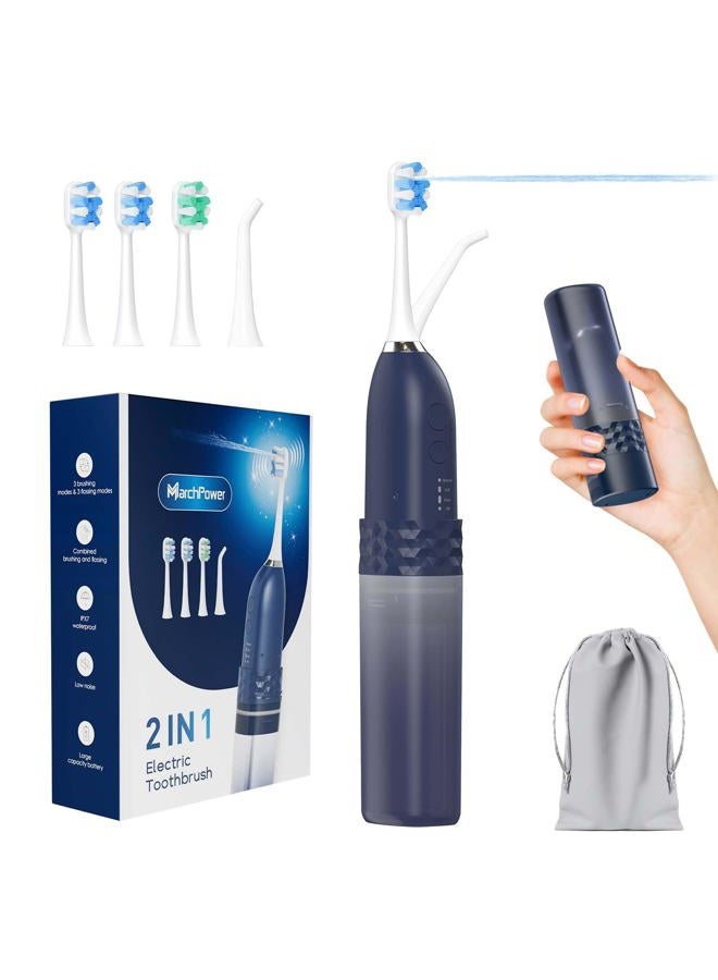 Marchpower Electric Toothbrush with Water Flosser 2.0, Gradient Blue，Portable - Image 1